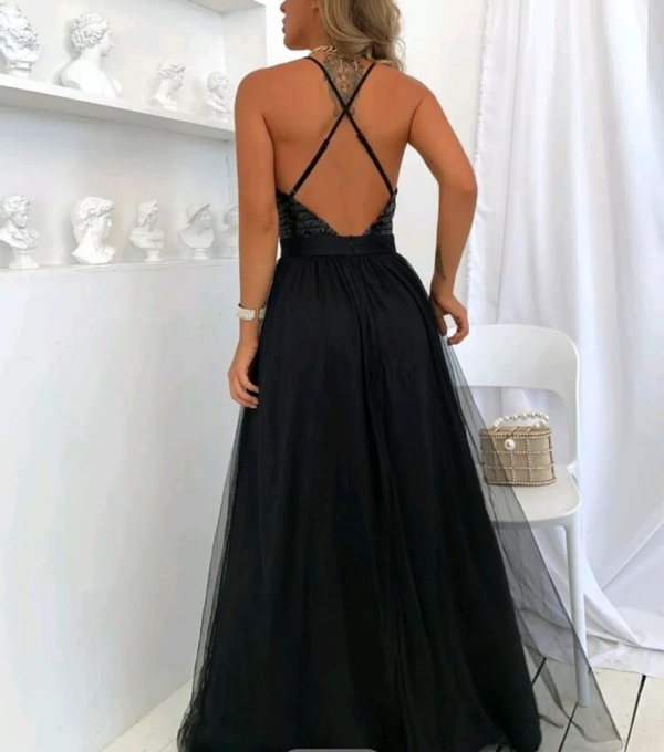 Vestido de Fiesta Elegante con Lentejuelas Negro - Imagen 3