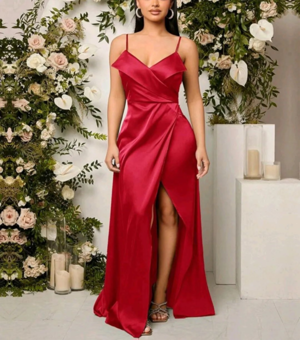 Vestido de Fiesta Rojo Borgoña - Imagen 4