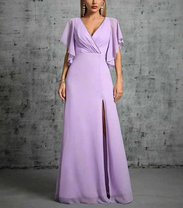Vestido de Fiesta con cuentas Dobladillo Lila - Imagen 3