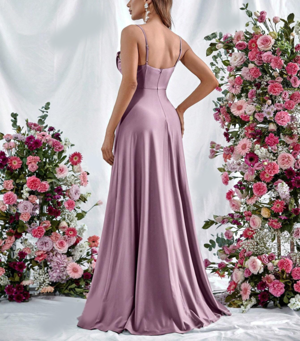 Vestido de Fiesta con Cuello Drapeado Rosa - Imagen 2