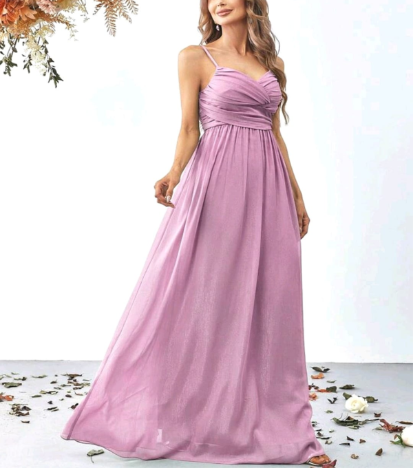 Vestido de Fiesta Drapeado Rosado Claro