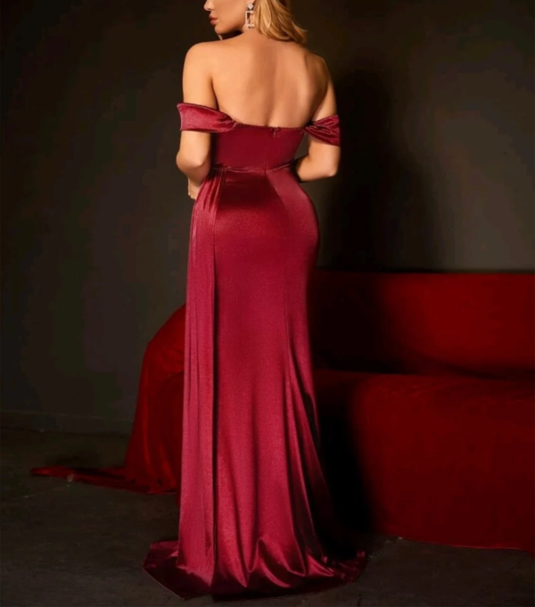 Vestido de Fiesta Rojo Vino Tinto - Imagen 2