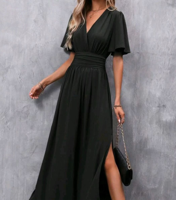 Vestido de Fiesta Largo con Mangas Mariposa Negro - Imagen 3
