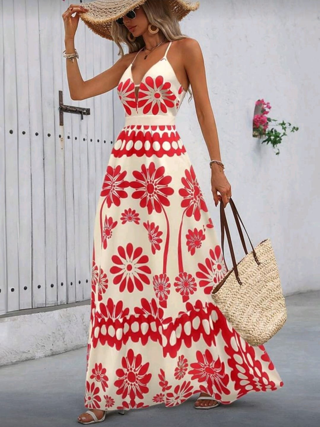 Vestido estampado rojo