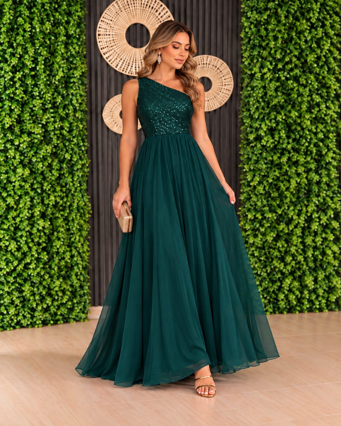 Vestido verde  asimétrico
